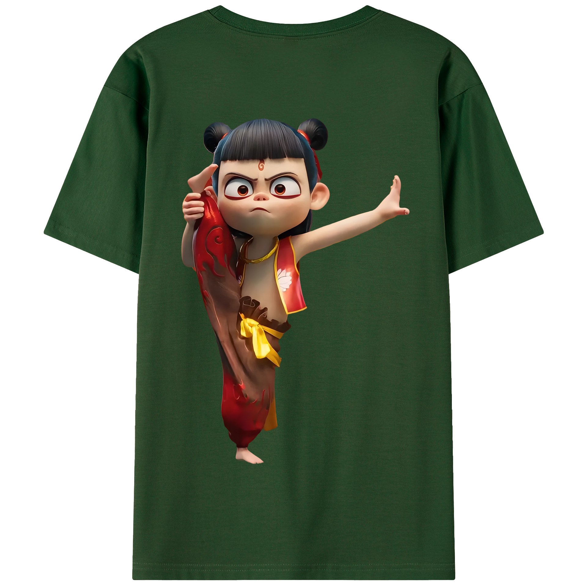 （画像用） Ne Zha 2 ナタ 魔童の大暴れ 綿100％半袖Tシャツ（背面プリント）